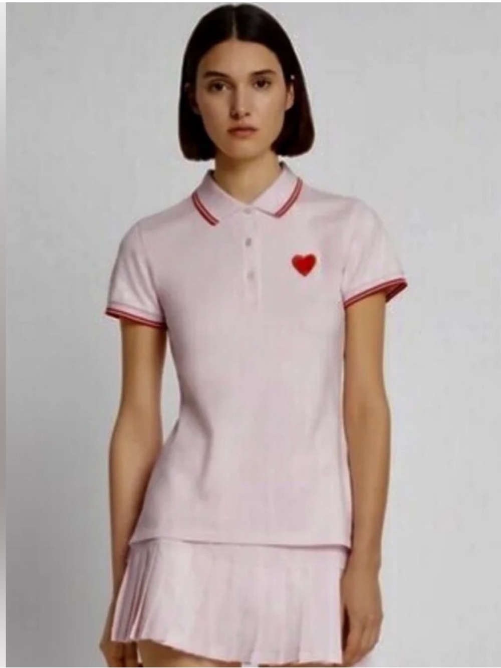 Tory Burch Sport S NWOT Performance Pique Heart Polo Top Shirt Cotton Pink
